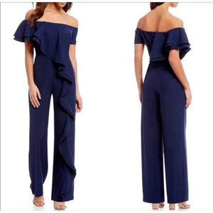 BADGLEY MISCHKA Belle Navy Ruffle Jumpsuit 8